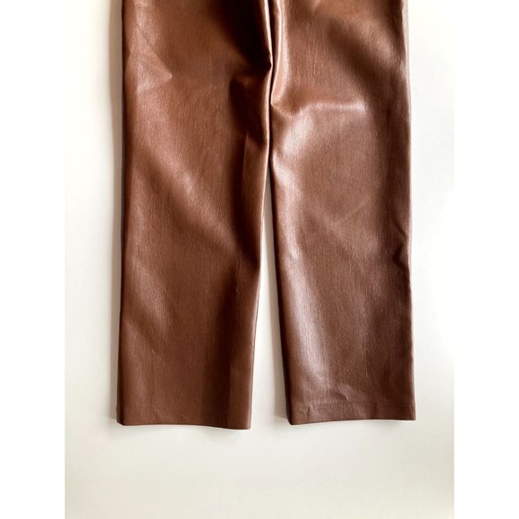 NWOT Aritzia WILFRED Melina Cognac Brown Vegan Leather Trousers Pants, Size 6 - Picture 10 of 14